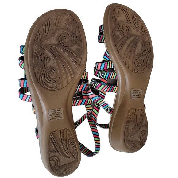 impo stretch sandal strappy rainbow stripey small heel comfort sandal size 6.5 - Picture 4 of 8